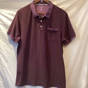Van Heusen Mens Polo Shirt Pocket "Never Tuck" XL Slim Fit Color Plum
